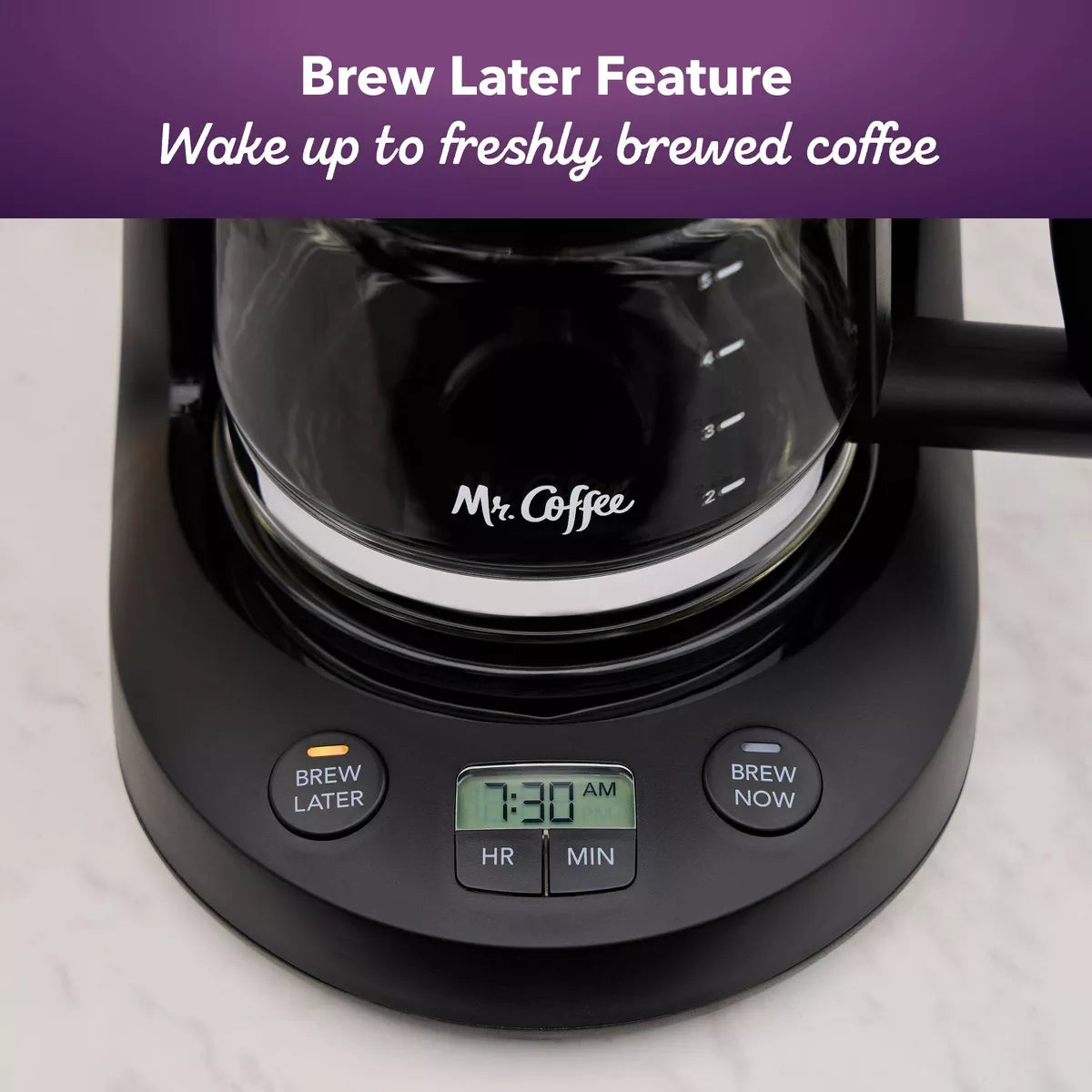 Mr. Coffee 5-Cup Programmable Coffee Maker Black: Drip Coffee Machine, Electric, Dishwasher-Safe, Paper Filter, 25 Oz Capacity