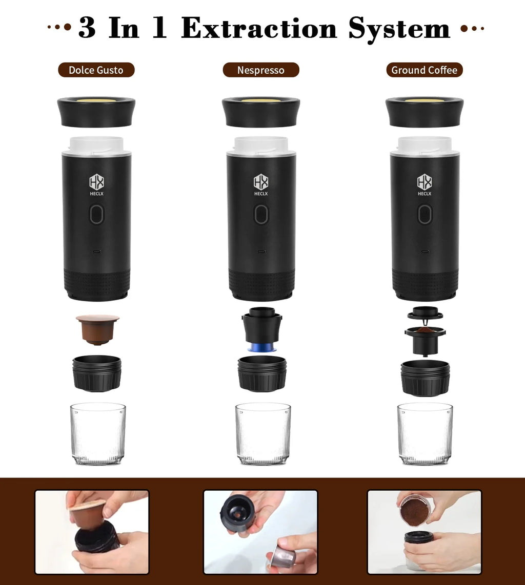 Black Portable Espresso Machine & Coffee-Maker Combo